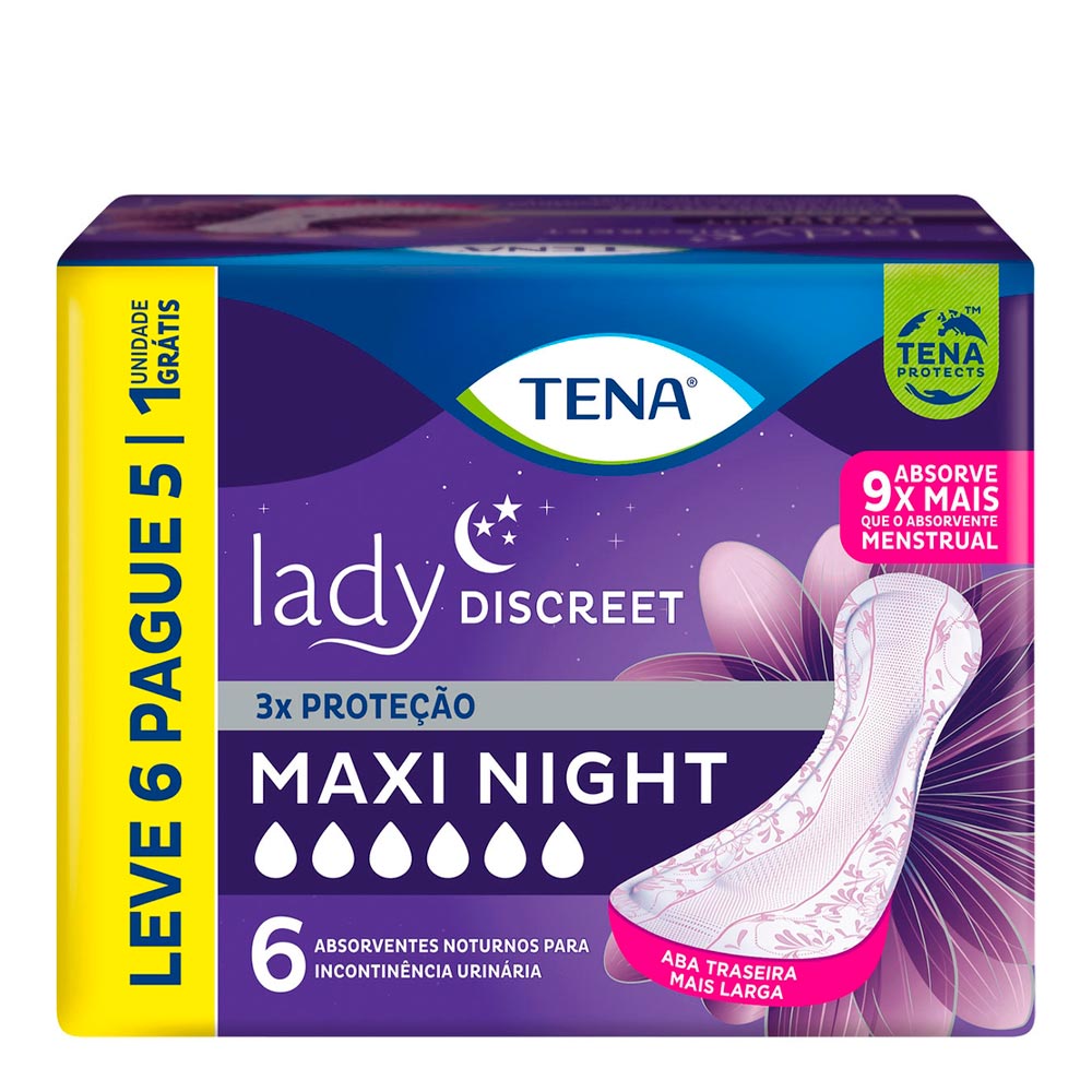 TENA Discreet - Maxi - Night - 3 Packs of 6, TENA Lady Maxi Night