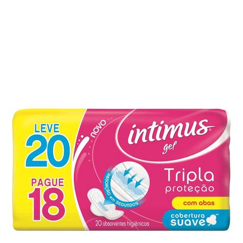 Absorvente Intimus Gel Tripla Proteção Cobertura Suave Com Abas 20 Unidades Absorvente Intimus Gel Tripla Proteção Cobertura Suave Com Abas 20 Unidades