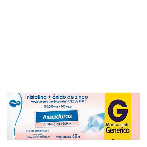 Nistatina + Oxido de Zinco Pomada 60g Genérico EMS Nistatina + Oxido de Zinco Pomada 60g Genérico EMS
