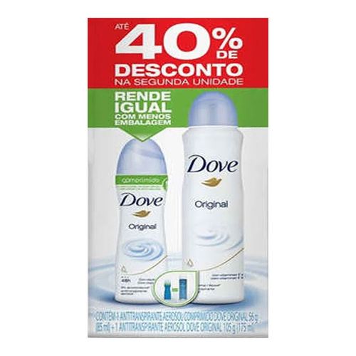 Desodorante Aerosol Dove Original 100ml + Comprimido 40% Desconto Desodorante Aerosol Dove Original 100ml + Comprimido 40% Desconto