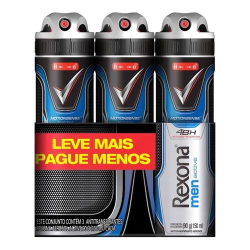 Desodorante Aerosol Rexona Active 3 Unidades Desodorante Aerosol Rexona Active 3 Unidades