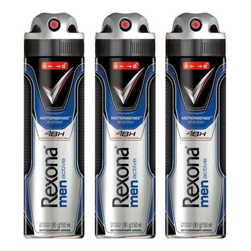 Desodorante Aerosol Rexona Active C/ 3 Unidades
