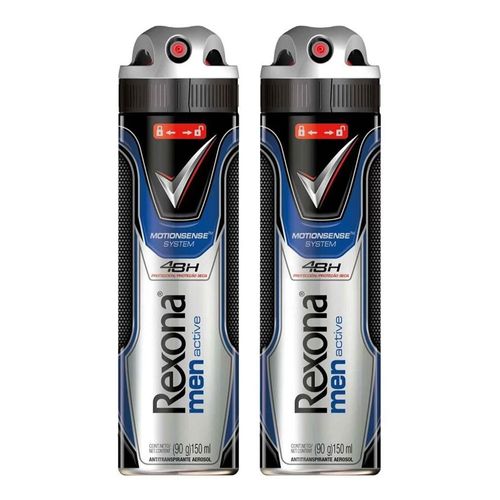 Desodorante Aerosol Rexona Active com 2 unidades 90g Desodorante Aerosol Rexona Active com 2 unidades 90g