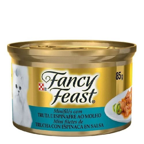 Ração Fancy Feast Truta e Espinafre ao Molho - lata com 85g Ração Fancy Feast Truta e Espinafre ao Molho - lata com 85g