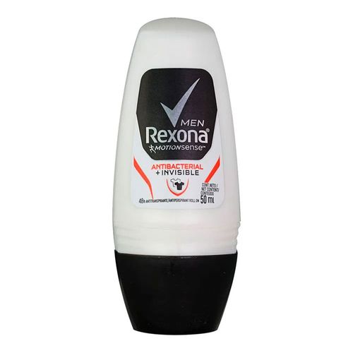 Desodorante Roll On Rexona Antibacterial Invisible Masculino 50ml Desodorante Roll On Rexona Antibacterial Invisible Masculino 50ml