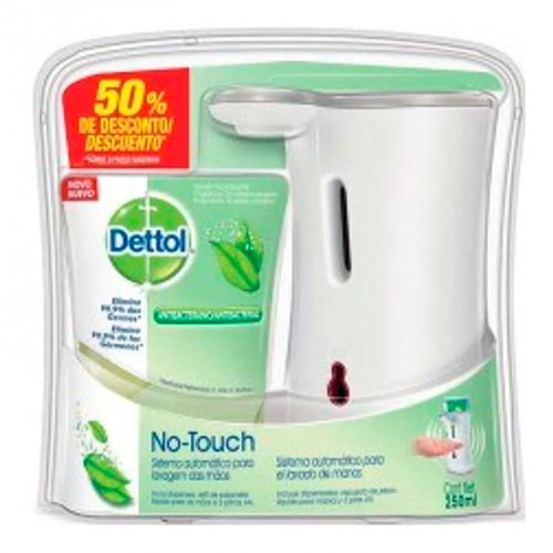 Aparelho Dettol No-Touch + Refil Sabonete Chá Verde 250ml Aparelho Dettol No-Touch + Refil Sabonete Chá Verde 250ml