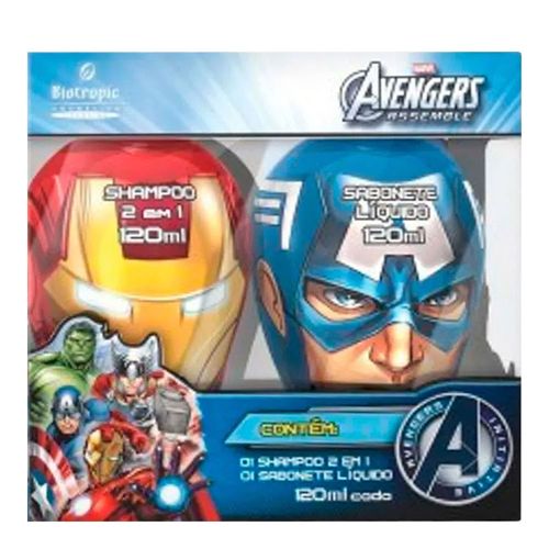 Shampoo 2 Em 1 Homem De Ferro 120ml + Sabonete Líquido Capitão América 120ml Shampoo 2 Em 1 Homem De Ferro 120ml + Sabonete Líquido Capitão América 120ml