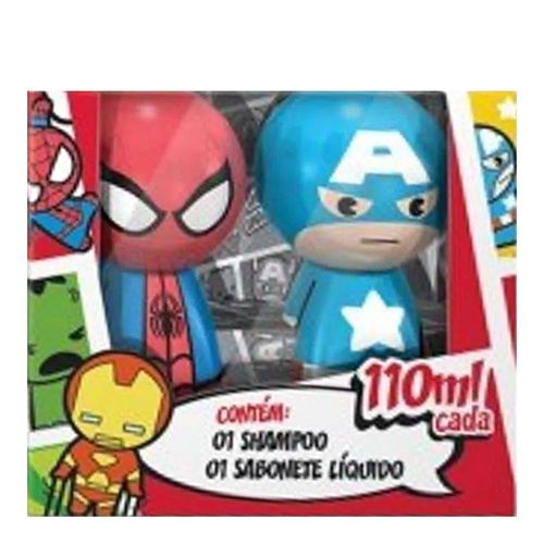 Shampoo 2x1 Homem Aranha + Sabonete Líquido Capitão América 110ml Biotropic Shampoo 2x1 Homem Aranha + Sabonete Líquido Capitão América 110ml Biotropic