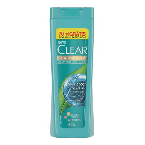 Shampoo Anticaspa Clear Scalpfoods Detox Diário 400ml