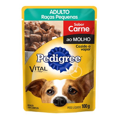 Ração Pedigree Sachê Adulto Raças Pequenas Carne ao Molho Ração Pedigree Sachê Adulto Raças Pequenas Carne ao Molho