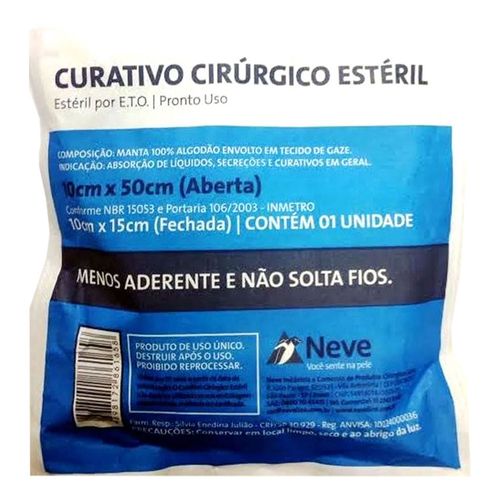 Curativo Algodonado Estéril 10x15 Neve Curativo Algodonado Estéril 10x15 Neve