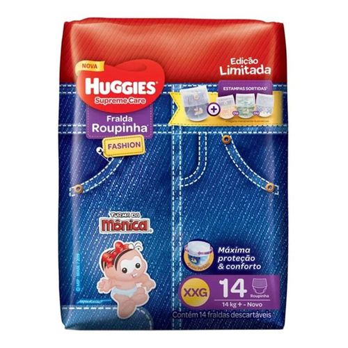 Fralda Huggies Roupinha Fashion Supreme Care XXG 14 Unidades