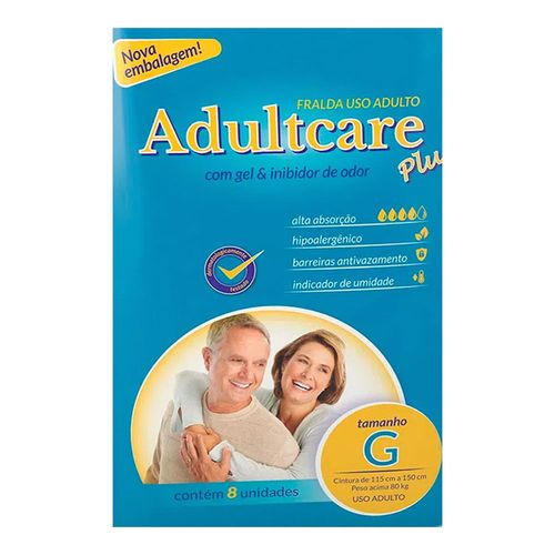FRALDA GERIÁTRICA ADULTCARE GRANDE C/8 INCOFRAL - BRINDE