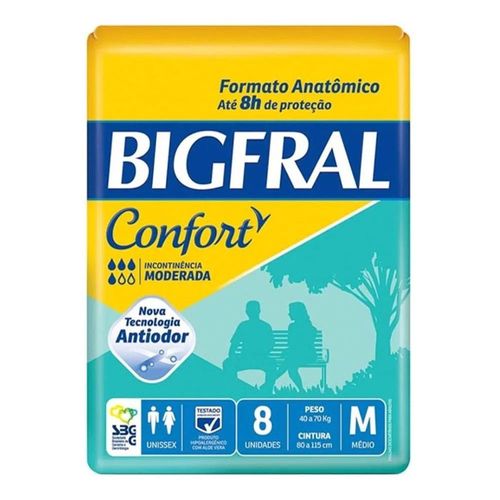 Fralda Geriátrica Bigfral Confort Média 8 Unidades Fralda Geriátrica Bigfral Confort Média 8 Unidades