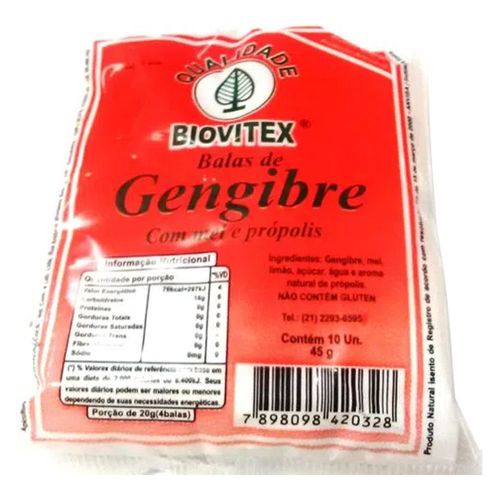 Bala de Gengibre Biovit 10 Unidades Bala de Gengibre Biovit 10 Unidades