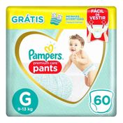 Fralda Pampers Pants Premium Care G 60 unidades + 1 Par de Meias Infantis