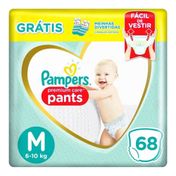 Fralda Pampers Pants Premium Care M 68 unidades + 1 Par de Meias Infantis