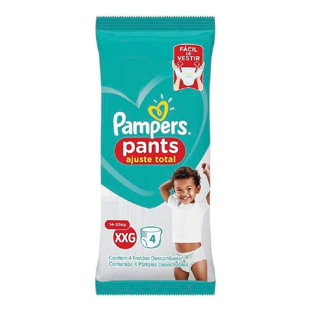 Fralda Pampers Pants Premium Care XXG 4 Unidades + 1 Par de Meias Infantis  - Drogarias Pacheco