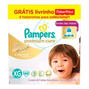 Fralda Pampers Premium Care XG 60 Unidades + Livro Fisher Price