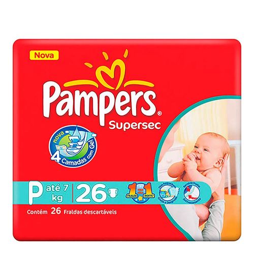 Fralda Pampers Supersec Tamanho P - 26 unidades Fralda Pampers Supersec Tamanho P - 26 unidades