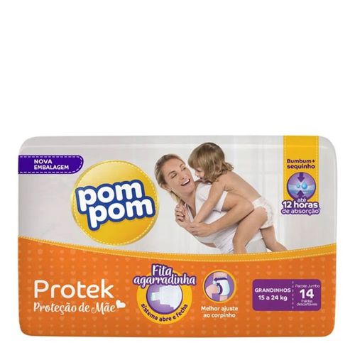 Fralda Pom Pom Protek Proteção de Mãe Jumbo Grandinhos 14 Unidades Fralda Pom Pom Protek Proteção de Mãe Jumbo Grandinhos 14 Unidades