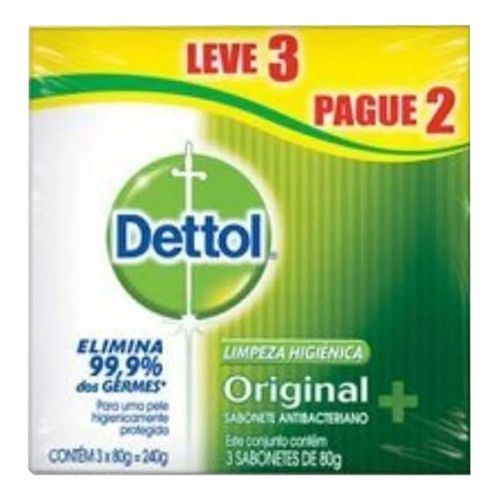 Sabonete Dettol Original 80g 3 Unidades Sabonete Dettol Original 80g 3 Unidades
