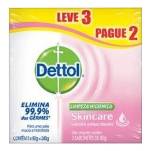 Sabonete Dettol Skincare 80g C/ 3 Unidades Sabonete Dettol Skincare 80g C/ 3 Unidades