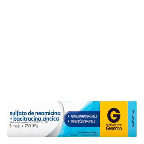 Sulfato de Neomicina 5mg/g + Bacitracina 250ui/g Genérico Cimed 15g Pomada Sulfato de Neomicina 5mg/g + Bacitracina 250ui/g Genérico Cimed 15g Pomada