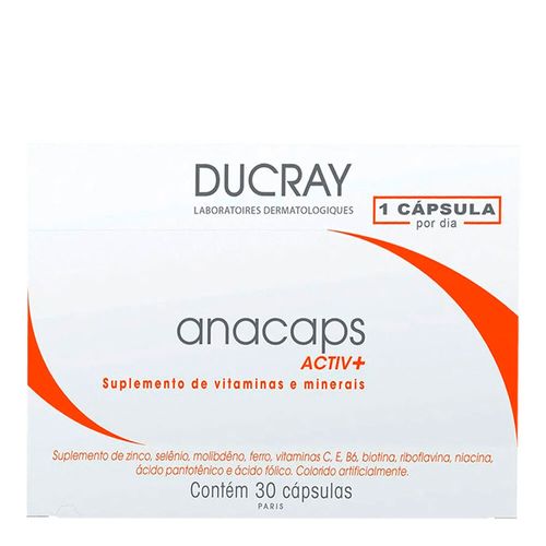Suplemento de Vitaminas e Minerais Ducray Anacaps Active+ Fortalecimento do Cabelo e Unha 30 Cápsulas Suplemento de Vitaminas e Minerais Ducray Anacaps Active+ Fortalecimento do Cabelo e Unha 30 Cápsulas