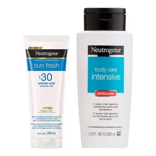 Protetor Solar Neutrogena Sun Fresh FPS 30 200ml + Hidratante Intensive Body Care 200ml Grátis Protetor Solar Neutrogena Sun Fresh FPS 30 200ml + Hidratante Intensive Body Care 200ml Grátis