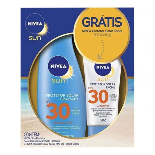 Protetor Solar Nivea Sun Fps 30 200ml Grátis Facial Fps 30 50g