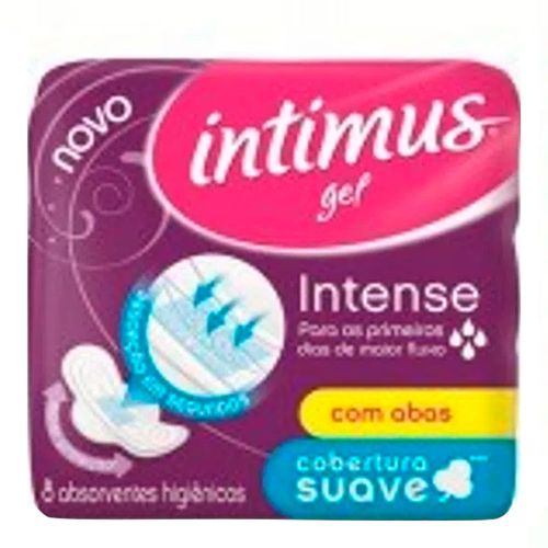 Absorvente Intimus Gel Unique Clean C/Abas Extra Macio com 8 unidades