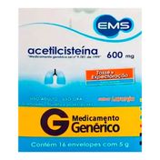 Acetilcisteína Granulado 600mg Genérico EMS 16g