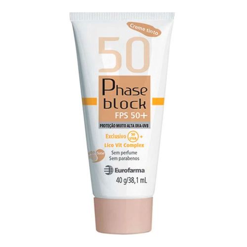 Protetor Solar Phaseblock Tinto Fps50 +40g Protetor Solar Phaseblock Tinto Fps50 +40g