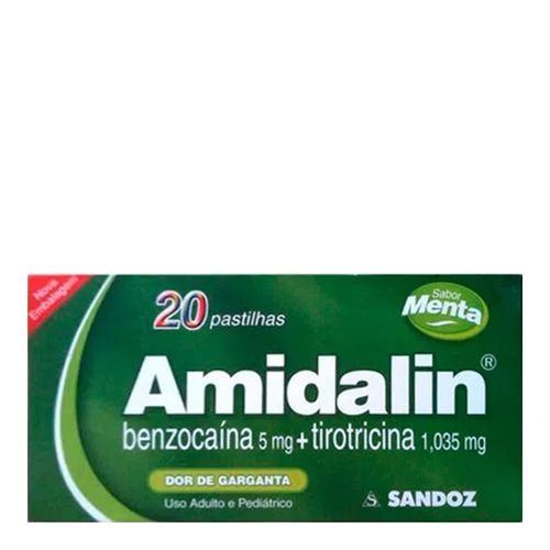 Amidalin Sabor Menta Sandoz 20 Pastilhas Amidalin Sabor Menta Sandoz 20 Pastilhas