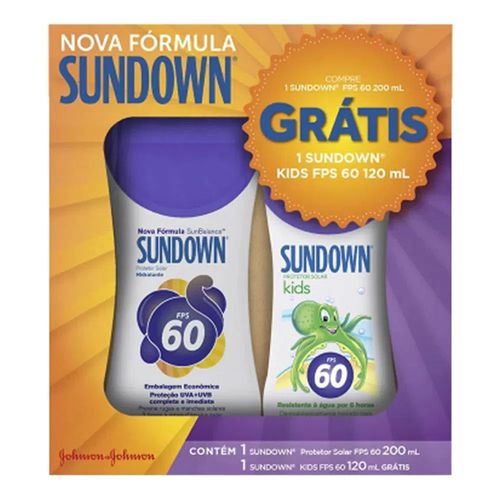 Protetor Solar Sundown FPS 60 200ml Grátis Kids 120ml Johnson Protetor Solar Sundown FPS 60 200ml Grátis Kids 120ml Johnson