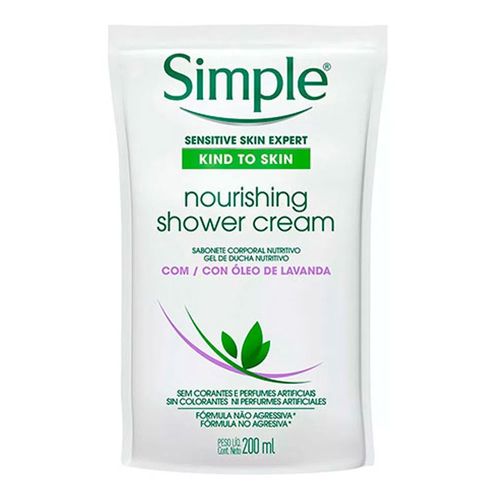 Sabonete Líquido Corporal Simple Nourishing Shower Cream Refil 200ml