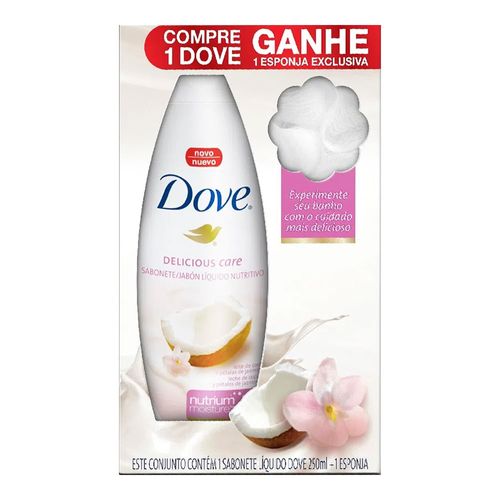 Sabonete Líquido Dove Coco 250ml Grátis Esponja de Banho Sabonete Líquido Dove Coco 250ml Grátis Esponja de Banho
