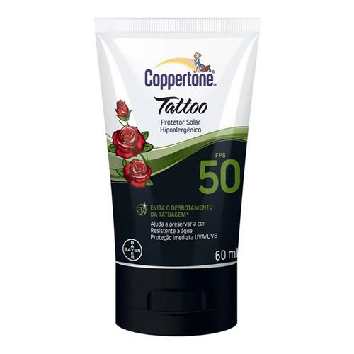 Protetor Solar Coppertone Tattoo Loção FPS 50 60ml Protetor Solar Coppertone Tattoo Loção FPS 50 60ml