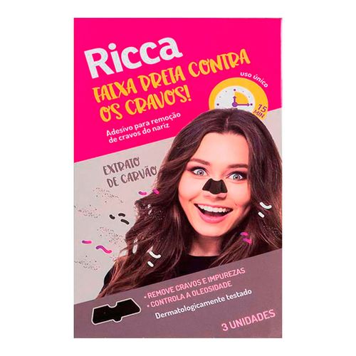 Adesivo Preto Para Remoção De Cravos No Nariz Ricca 3 Unidades Adesivo Preto Para Remoção De Cravos No Nariz Ricca 3 Unidades