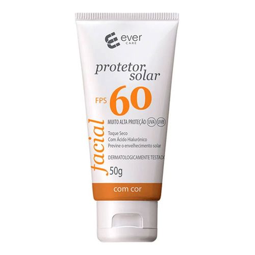 Protetor Solar Facial Ever Care Fps60 Com Cor 50g Protetor Solar Facial Ever Care Fps60 Com Cor 50g