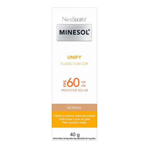 Protetor Solar Facial Neostrata Minesol Unify Fluido com cor Pele Morena FPS60 40g