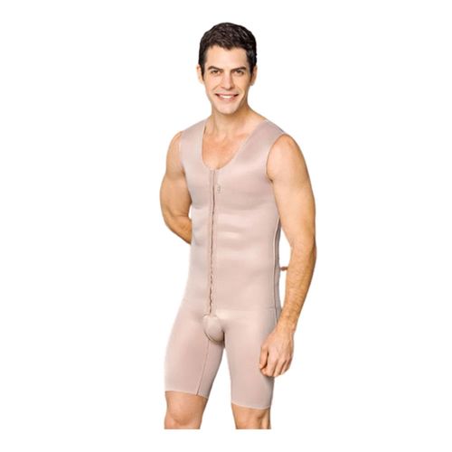 Cinta masculina com colchetes com pernas reforço único bege Cod 2069B Macom
