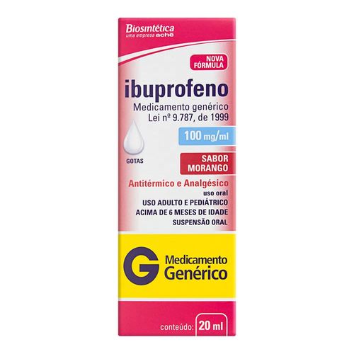 Ibuprofeno Solução Oral 100mg Genérico Biosintética 20ml Ibuprofeno Solução Oral 100mg Genérico Biosintética 20ml