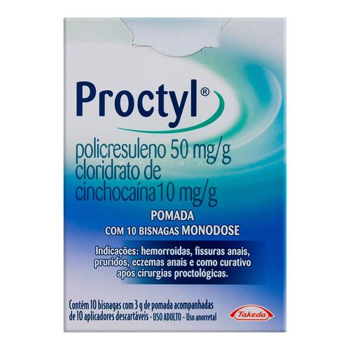 Proctyl Takeda Pomada Monodose 10x3g + 10 Aplicadores Proctyl Takeda Pomada Monodose 10x3g + 10 Aplicadores
