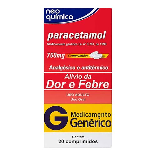 Paracetamol 750mg Genérico Neo Química 20 Comprimidos Paracetamol 750mg Genérico Neo Química 20 Comprimidos