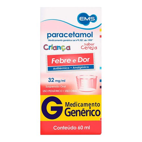 Paracetamol Suspensão 32mg/ml Genérico EMS 60ml Paracetamol Suspensão 32mg/ml Genérico EMS 60ml