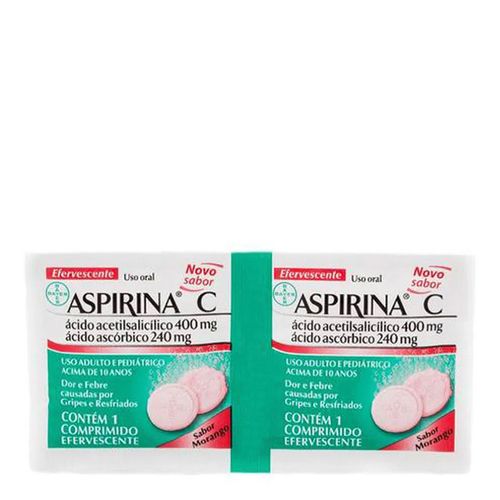 Aspirina C Morango 400/200mg Bayer 2 Comprimidos Efervescentes Aspirina C Morango 400/200mg Bayer 2 Comprimidos Efervescentes