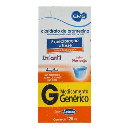 Expectorante Cloridrato De Bromexina Pediátrico 4Mg/5Ml Genérico Ems 120Ml