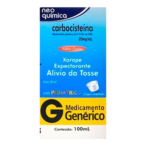Carbocisteína 20mg/ml Genérico Neo Química Xarope Infantil 100ml Carbocisteína 20mg/ml Genérico Neo Química Xarope Infantil 100ml